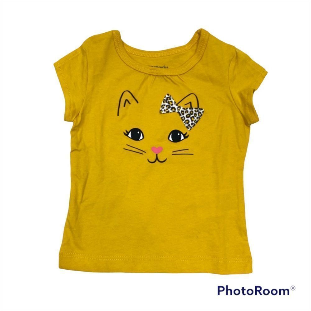 New with tags Carters Mustard‎ Colored Kitty Face Short Sleeved T-Shirt 6 Months